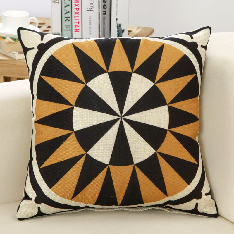 Cushion cover for sofa backrest pillow, displaying its fabric texture and decorative design