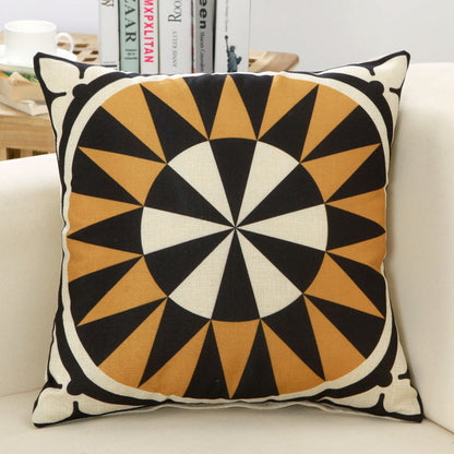 Cushion cover for sofa backrest pillow, displaying its fabric texture and decorative design