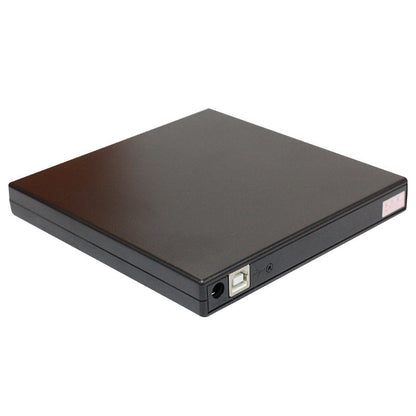 USB external portable mobile DVD burning drive, compact black optical disc writer with USB connection