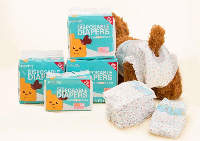 10-piece bag of disposable dog diapers in assorted sizes for pet care