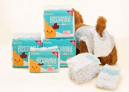 10-piece bag of disposable dog diapers in assorted sizes for pet care