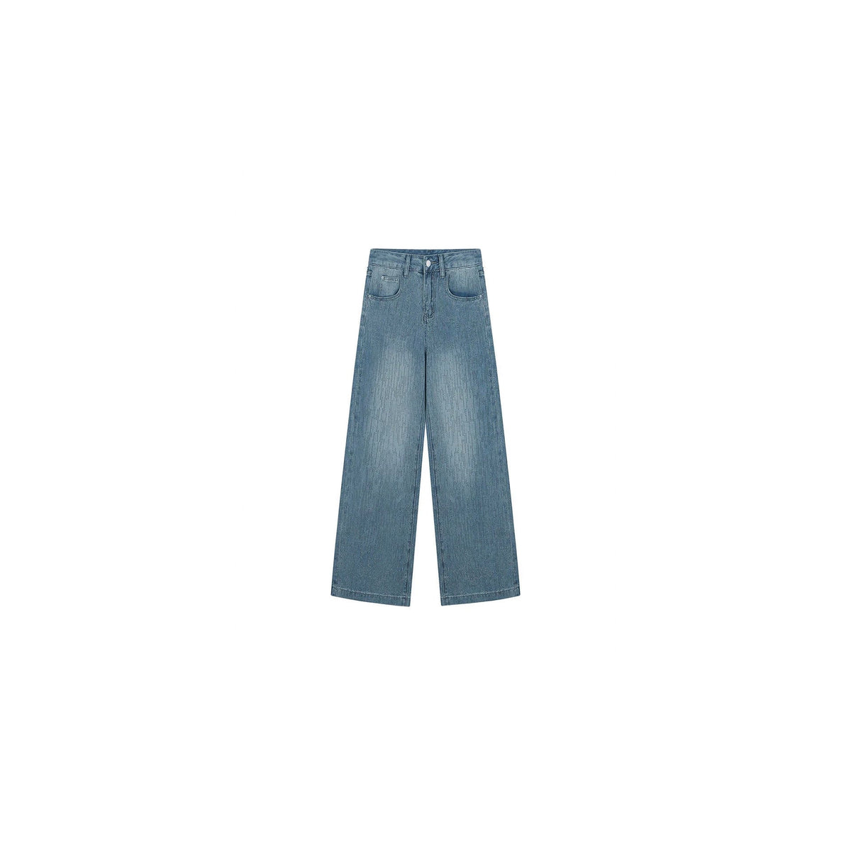 Women's rhinestone-embellished loose-fit straight-leg jeans in denim