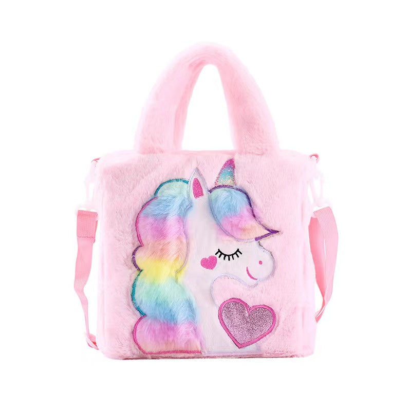 Pink unicorn girls' handbag by PAWSOME PETS featuring a playful design, perfect for children's fashion accessories.