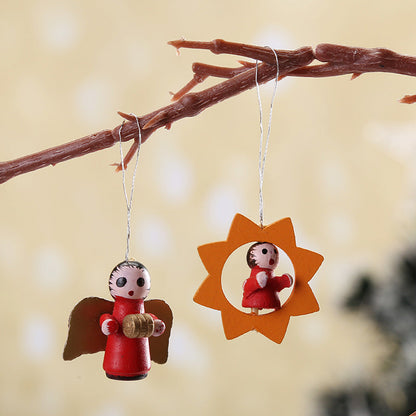 Christmas decorations wooden small pendant with festive carved design