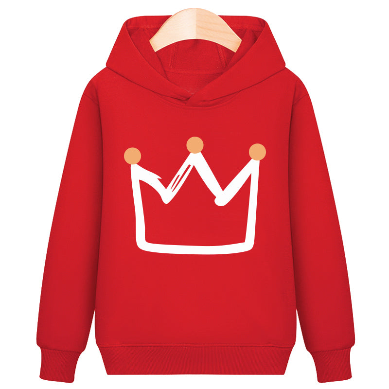 Crown hooded plus velvet sweatshirt in soft textured fabric with a cozy hood and relaxed fit