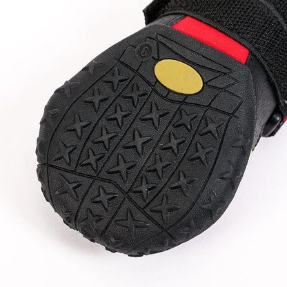 Reflective waterproof shoes for dogs by My Store, black booties with adjustable straps