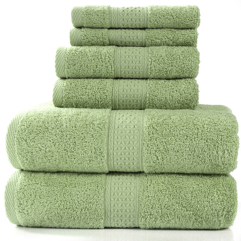 Cotton absorbent towel set, 3 or 6 pieces, soft textured fabric in assorted colors