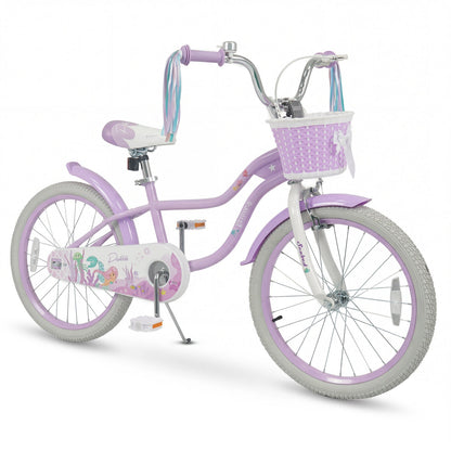 Purple kids bike with 12-20 inch wheels, training wheels, and front basket, designed for young children by GBruno Store.