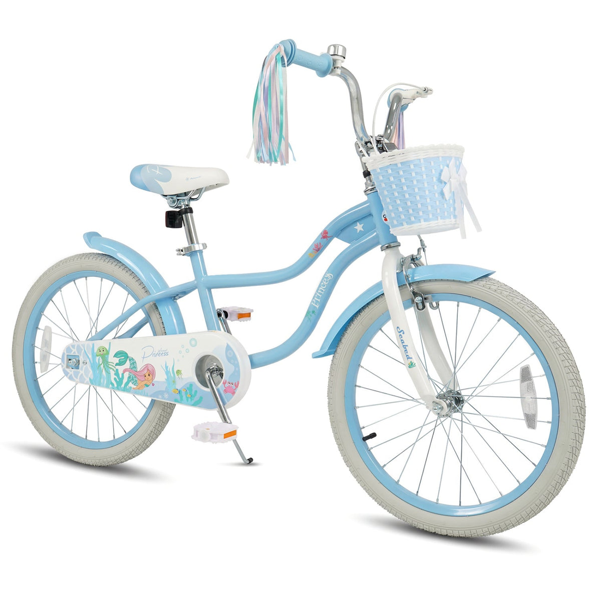 Kids bike by GBruno Store with 20-inch wheels, training wheels, and a front basket, perfect for young children learning to ride.