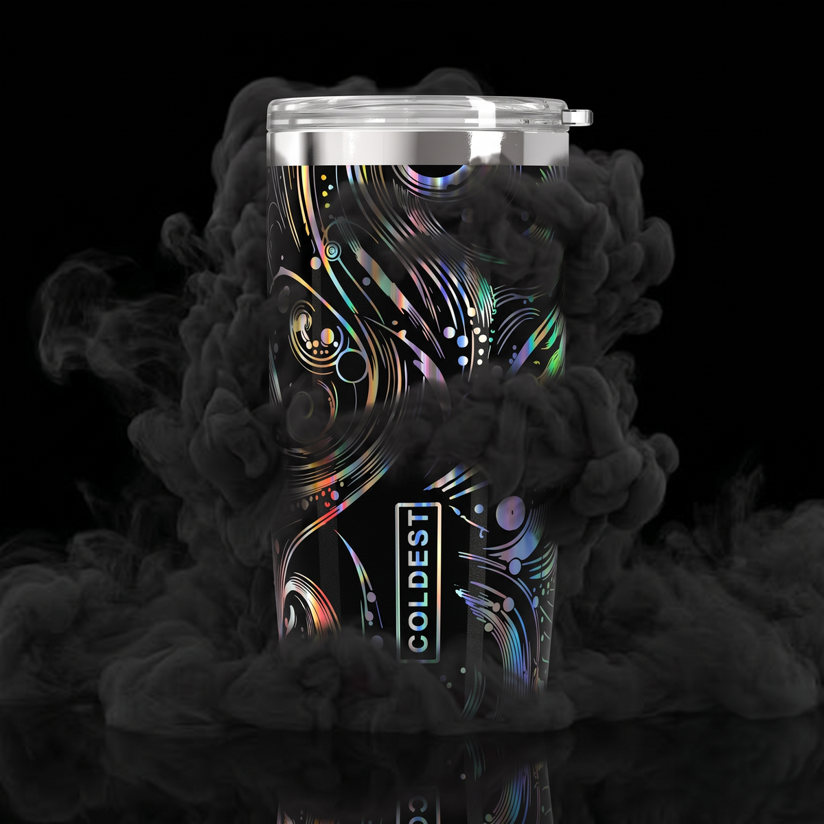 Coldest 20 oz Tumbler v2 hydration bottle with space exploration design, featuring a sleek stainless steel body and space-themed graphics.