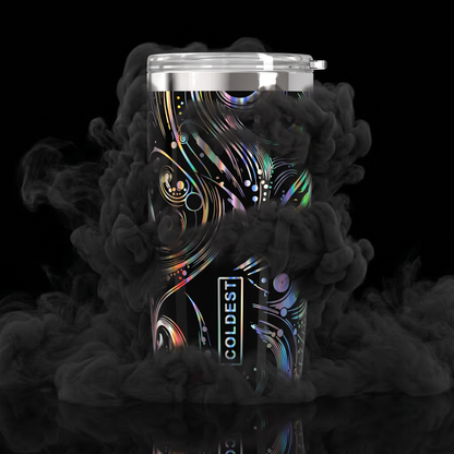 Coldest 20 oz Tumbler v2 hydration bottle with space exploration design, featuring a sleek stainless steel body and space-themed graphics.