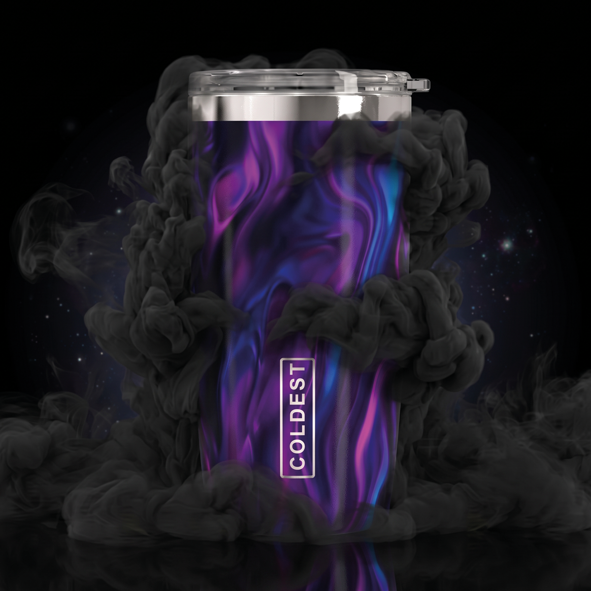 Coldest 20 oz Tumbler v2 in stainless steel with a colorful design, ideal for hydration and keeping drinks cold.