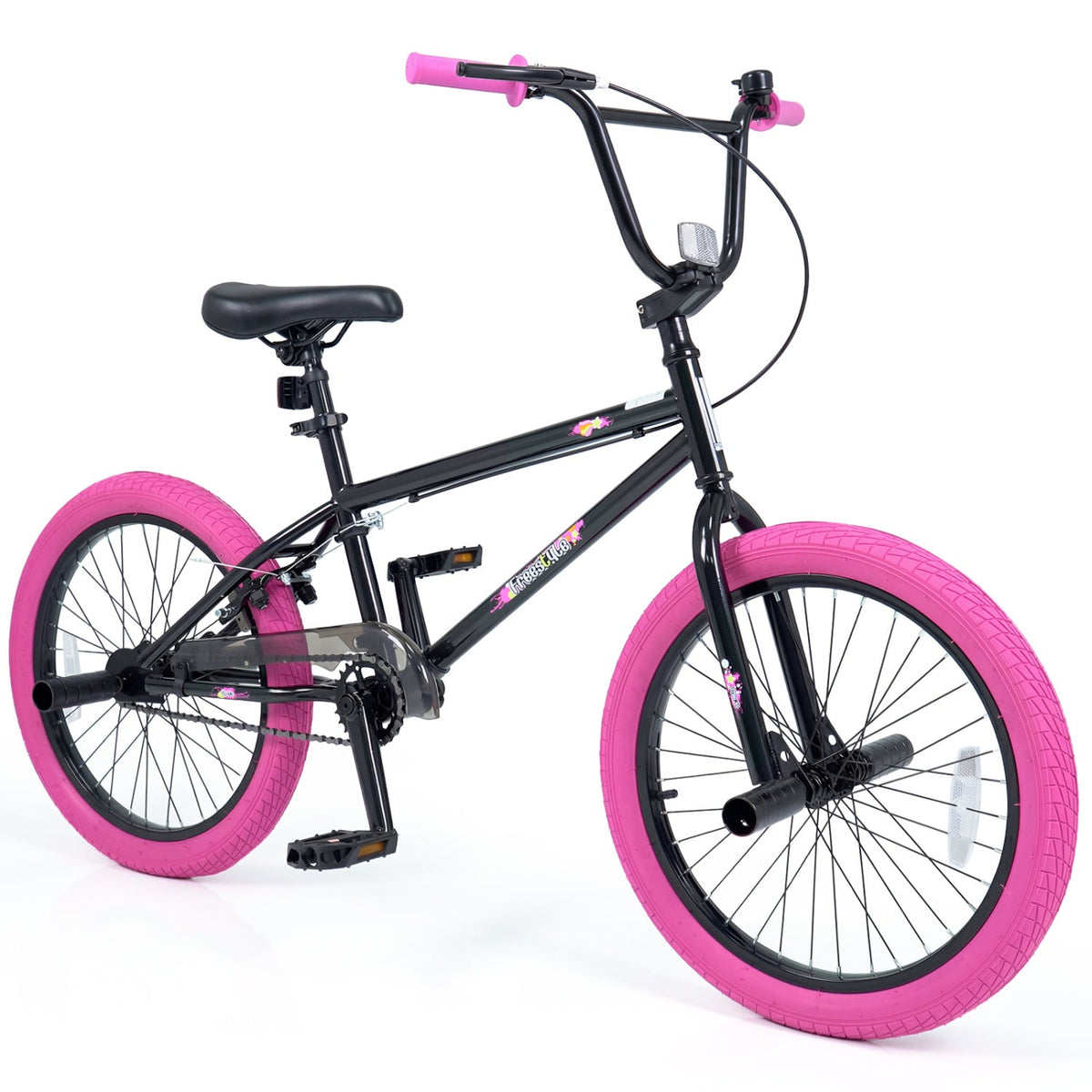 20-inch trick bicycle by GBruno with 360-degree steering and adjustable seat for kids and teens, ready for stunt riding.