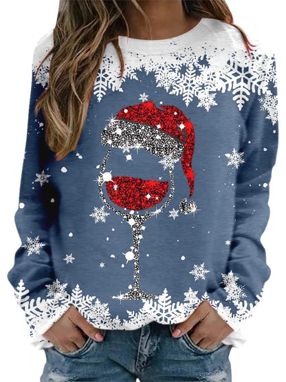 Women's Christmas round neck sweater with 3D digital print design by My Store