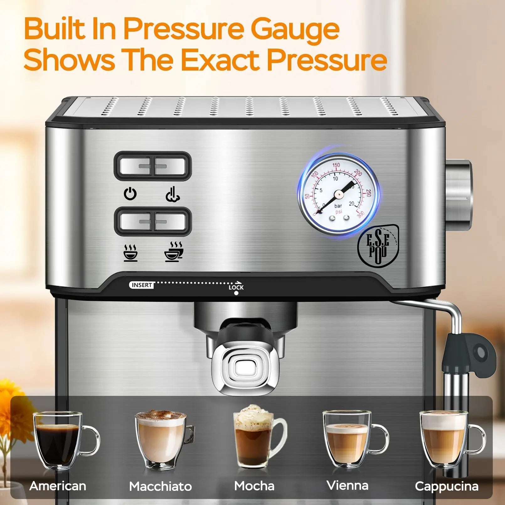 20Bar Household Espresso Machine Semi Auto Coffee Maker with Milk Frother Steam Wand Pressure Gauge 54oz Water Tank Coffee Maker - BACKUPMYFILESNOW