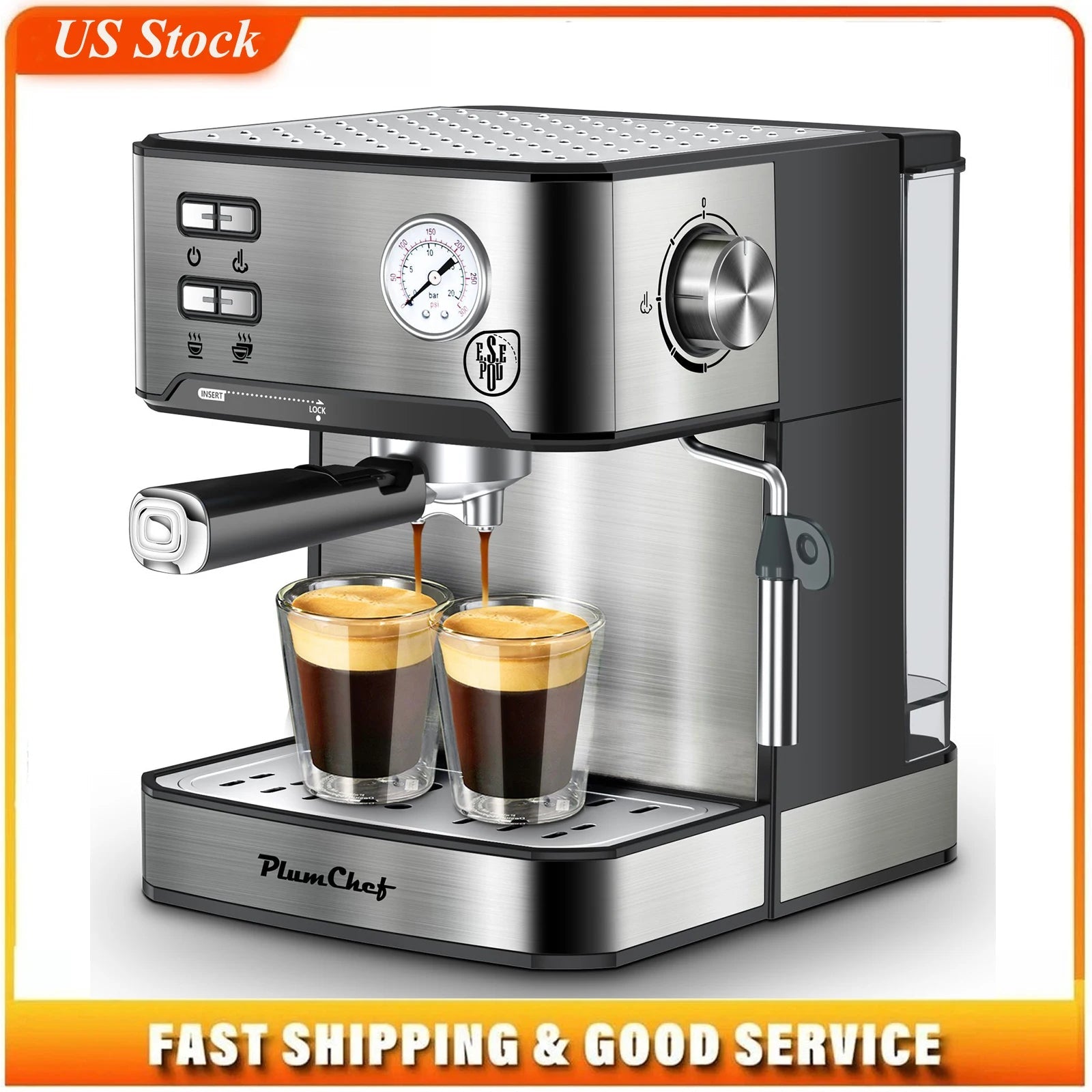20Bar Household Espresso Machine Semi Auto Coffee Maker with Milk Frother Steam Wand Pressure Gauge 54oz Water Tank Coffee Maker - BACKUPMYFILESNOW