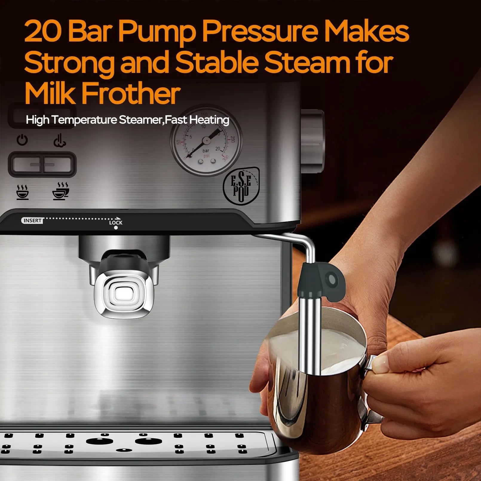 20Bar Household Espresso Machine Semi Auto Coffee Maker with Milk Frother Steam Wand Pressure Gauge 54oz Water Tank Coffee Maker - BACKUPMYFILESNOW