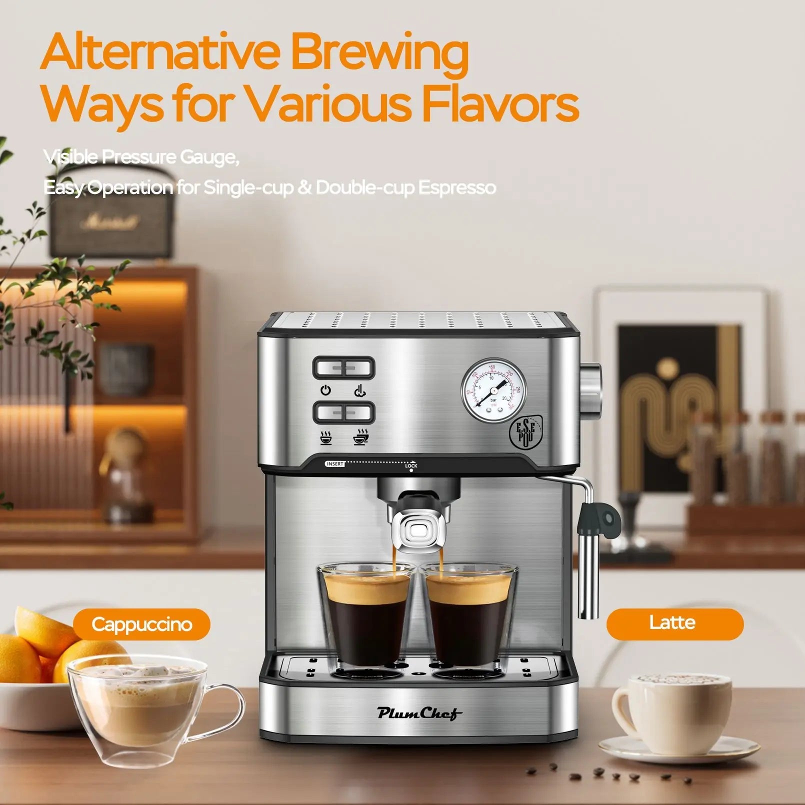 20Bar Household Espresso Machine Semi Auto Coffee Maker with Milk Frother Steam Wand Pressure Gauge 54oz Water Tank Coffee Maker - BACKUPMYFILESNOW