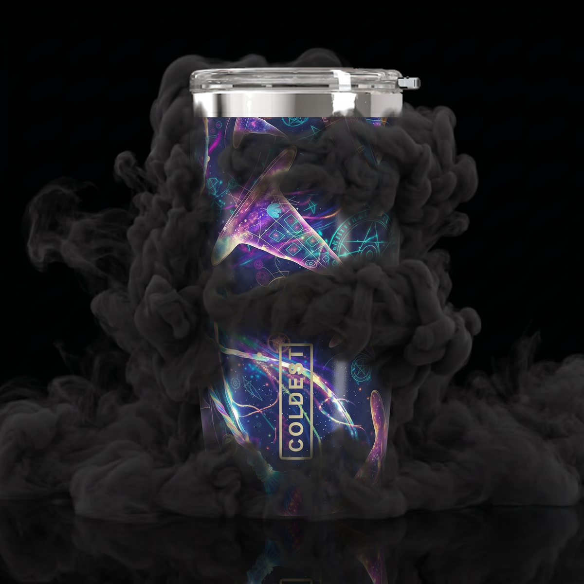 Coldest 20 oz Tumbler v2 for hydration, featuring a vibrant Wizard Skies Hype design on a durable stainless steel bottle.