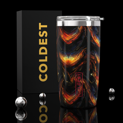 Coldest 20 oz Dark Fire tumbler for hydration with a sleek black design and durable stainless steel construction.