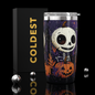 Coldest 20 oz Tumbler v2 hydration bottle with pumpkin head design, stainless steel body, and leak-proof lid for cold drinks.