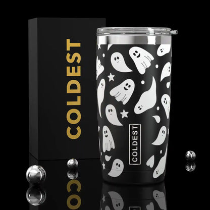 Coldest 20 oz Tumbler v2 in ghostly black with a matte finish, designed for hydration and keeping drinks cold.