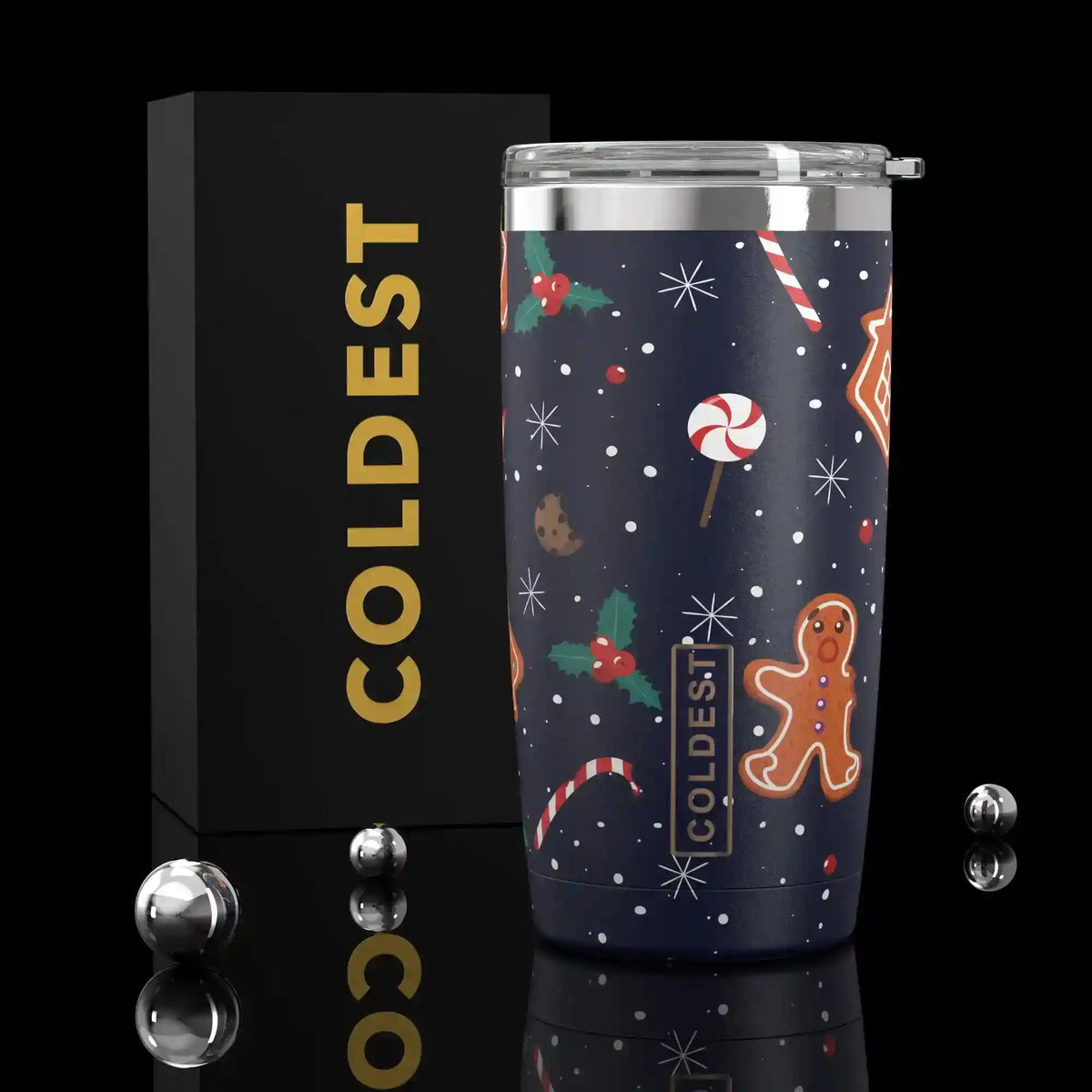 Coldest 20 oz Tumbler v2 hydration bottle with a black matte finish and a lid, designed for keeping drinks cold or hot.