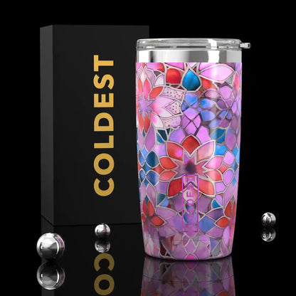 Coldest 20 oz Tumbler v2 hydration bottle in Marrakexh color, with stainless steel body and lid, designed for keeping drinks cold.