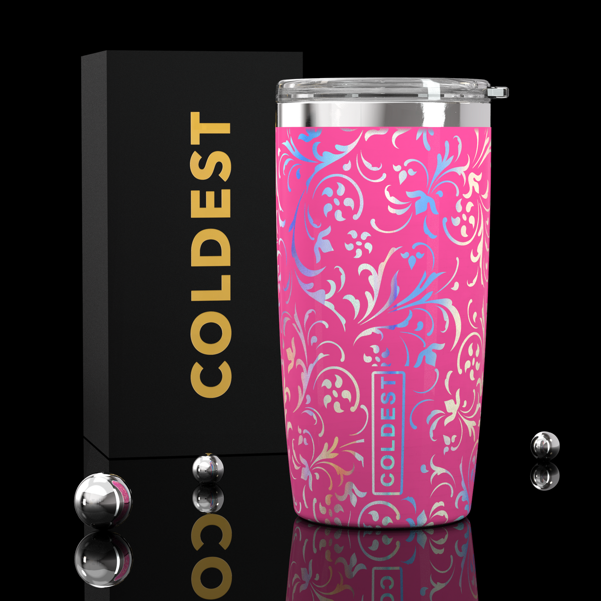 Pink Coldest 20 oz Tumbler v2 for hydration, featuring a sleek design and durable construction by Coldest.