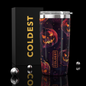Coldest 20 oz Tumbler v2 hydration bottle with pumpkin patch design, stainless steel body, and spill-proof lid.