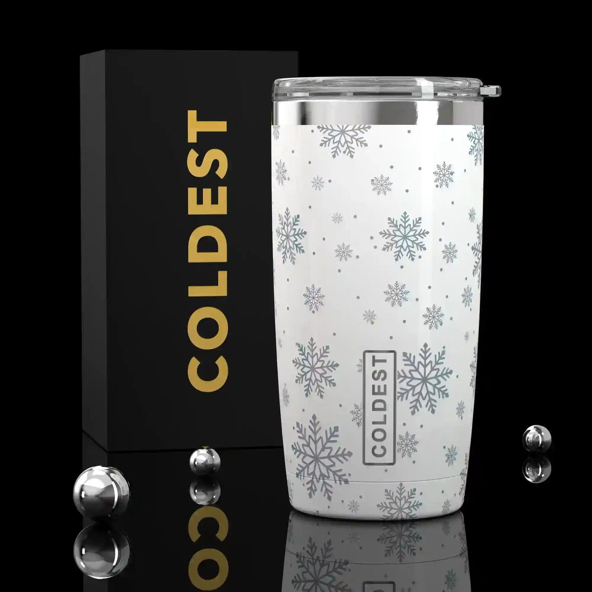 Coldest 20 oz Tumbler v2 in snow-day design, durable hydration tumbler with spill-proof lid and stainless steel body.