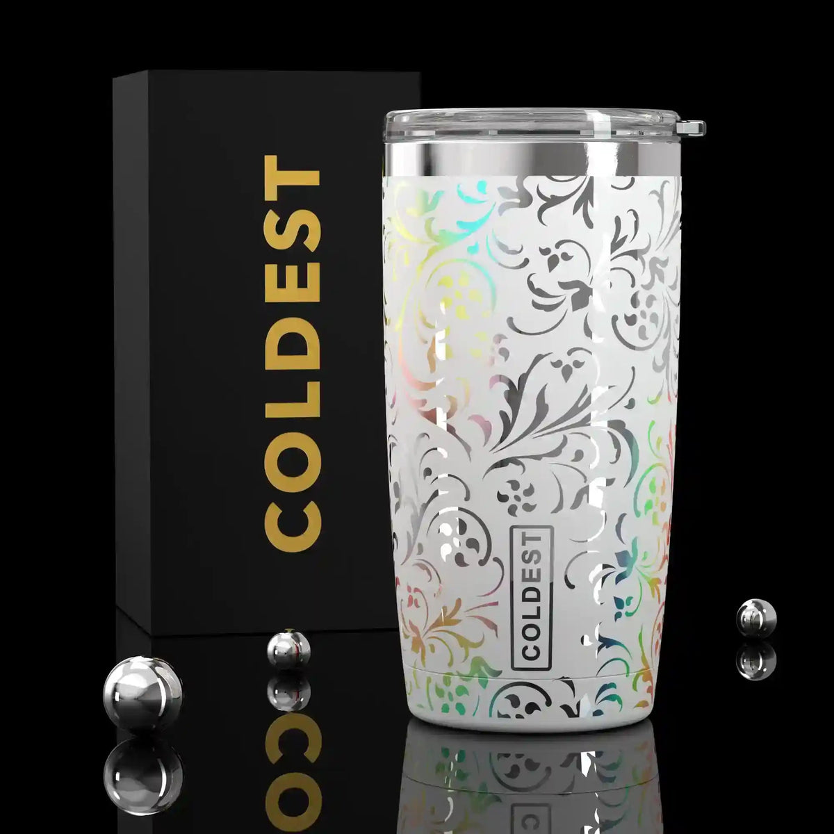 Coldest 20 oz SnowStorm Floral Tumbler, a hydration bottle with a vibrant floral design and stainless steel construction.