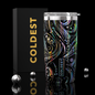 Coldest 20 oz Tumbler V2 hydration bottle with space exploration design, stainless steel body, and spill-resistant lid for cold beverages.