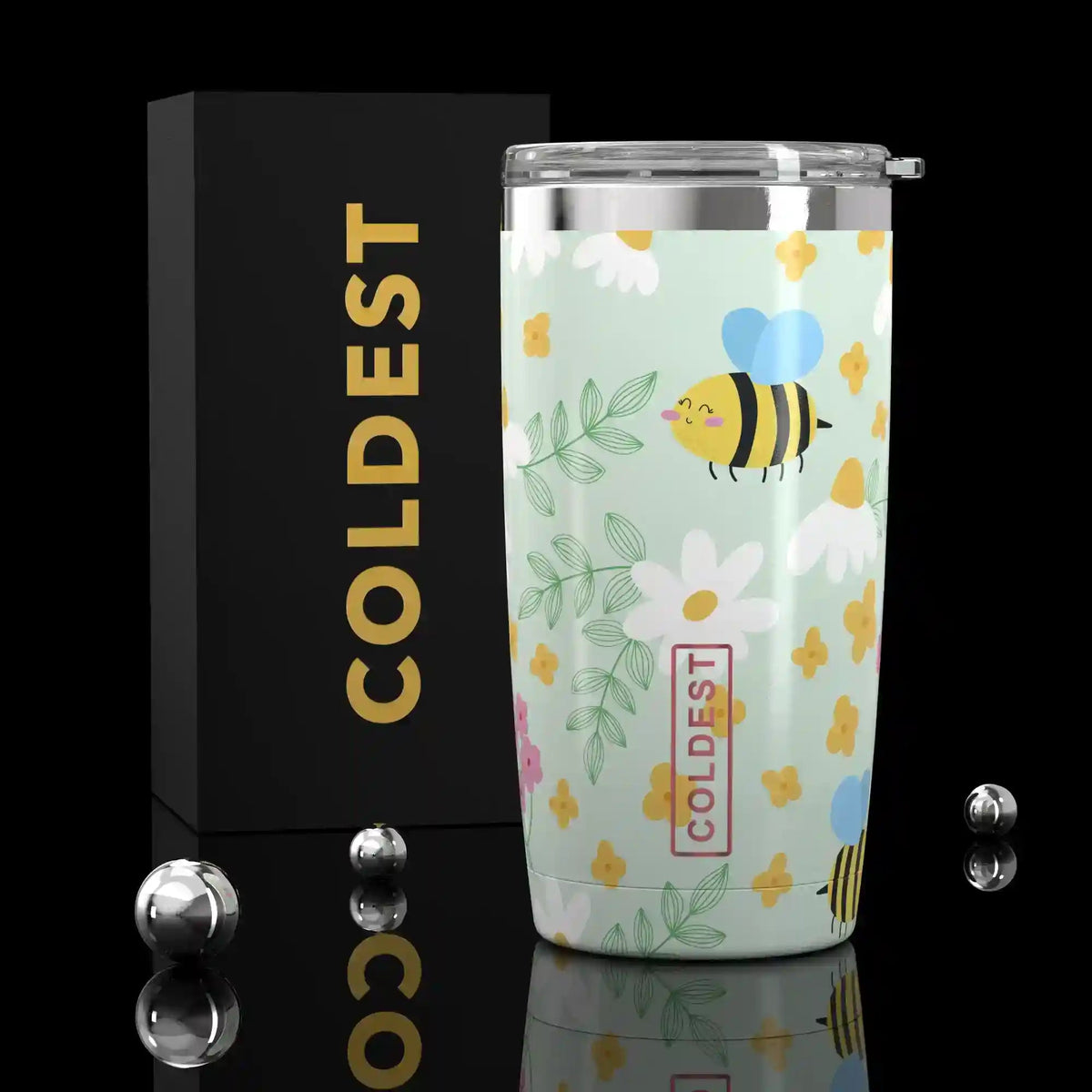 Coldest 20 oz Tumbler v2 hydration bottle with stainless steel design and spill-proof lid, perfect for keeping drinks cold.