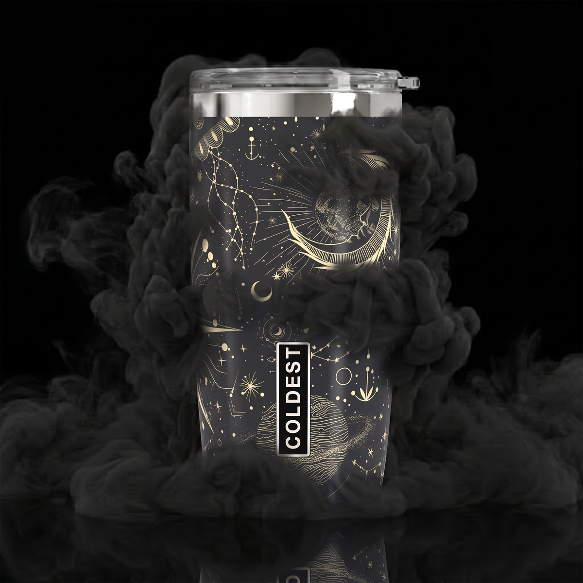 Coldest 20 oz Tumbler v2 hydration bottle with a vibrant Big Bang Hype design, stainless steel, and spill-resistant lid.