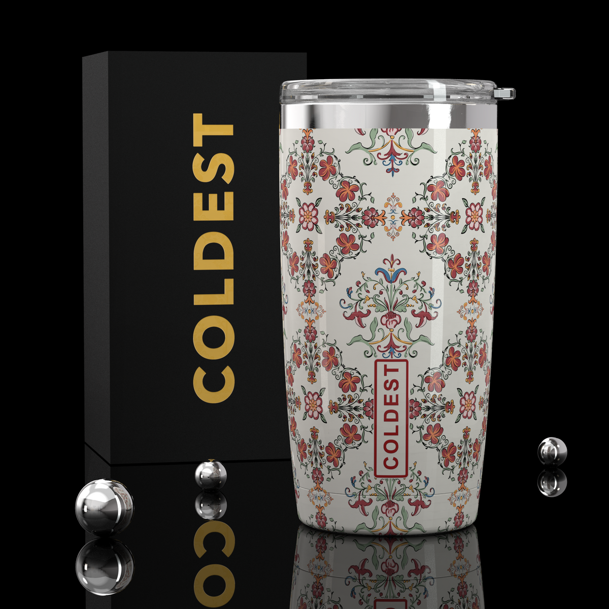 Coldest 20 oz Tumbler v2 hydration bottle with stainless steel design and clear lid, perfect for keeping drinks cold or hot.
