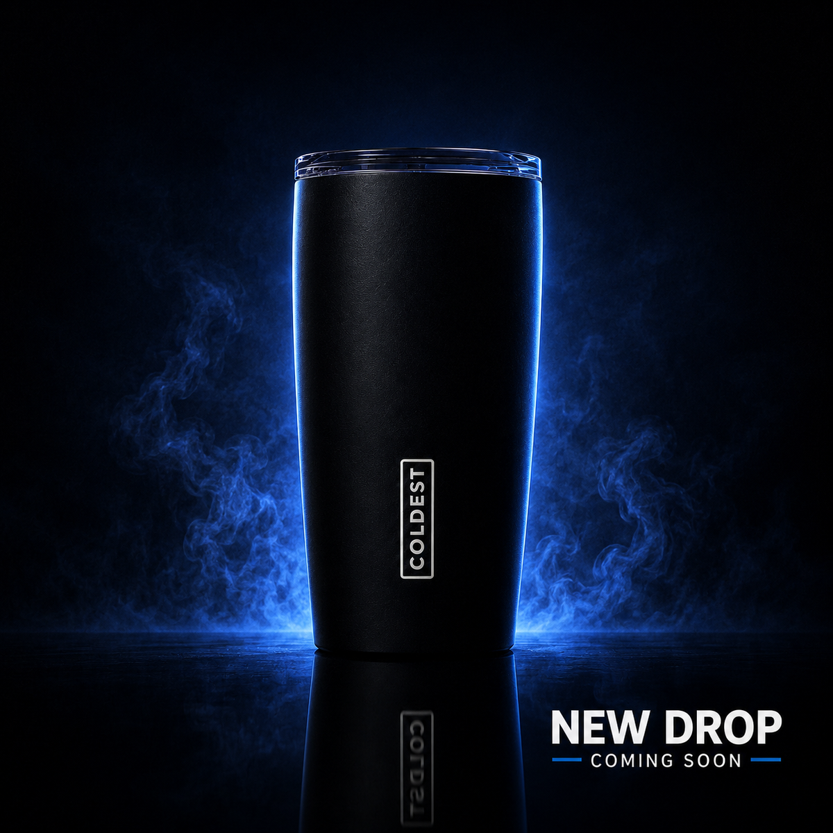 Coldest 20 oz Tumbler v2 hydration bottle with stainless steel body and black lid, designed for keeping drinks cold or hot.