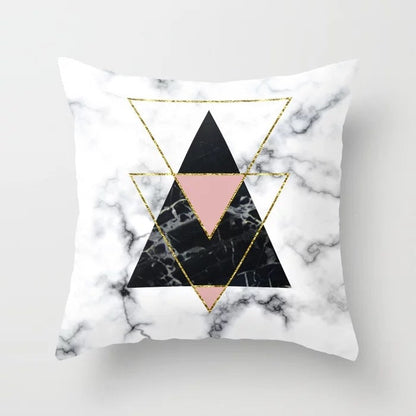 Pink geometric abstract decorative pillow case by My Store, featuring a modern patterned design