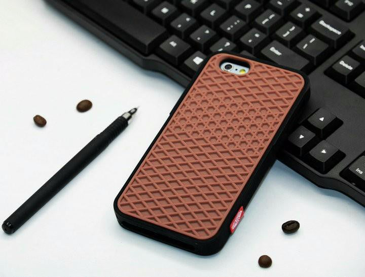 Waffle sole silicone phone case by My Store, textured sneaker-inspired design on a smartphone-vesm