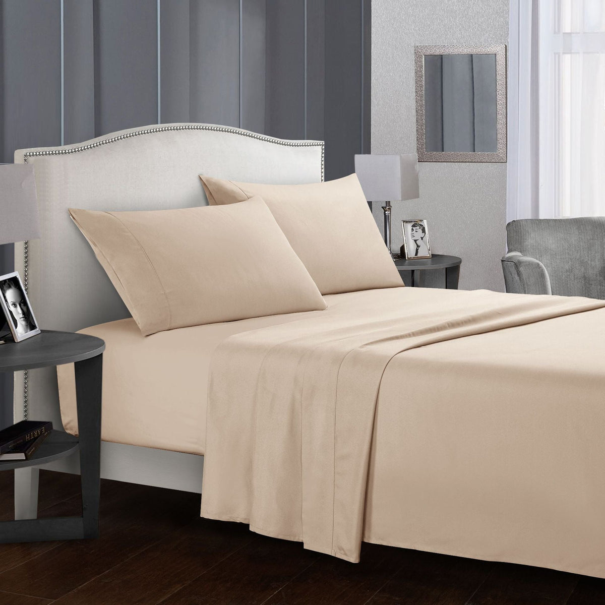 Four-piece bed sheet set by My Store, showing coordinated sheets and pillowcases in a soft fabric finish