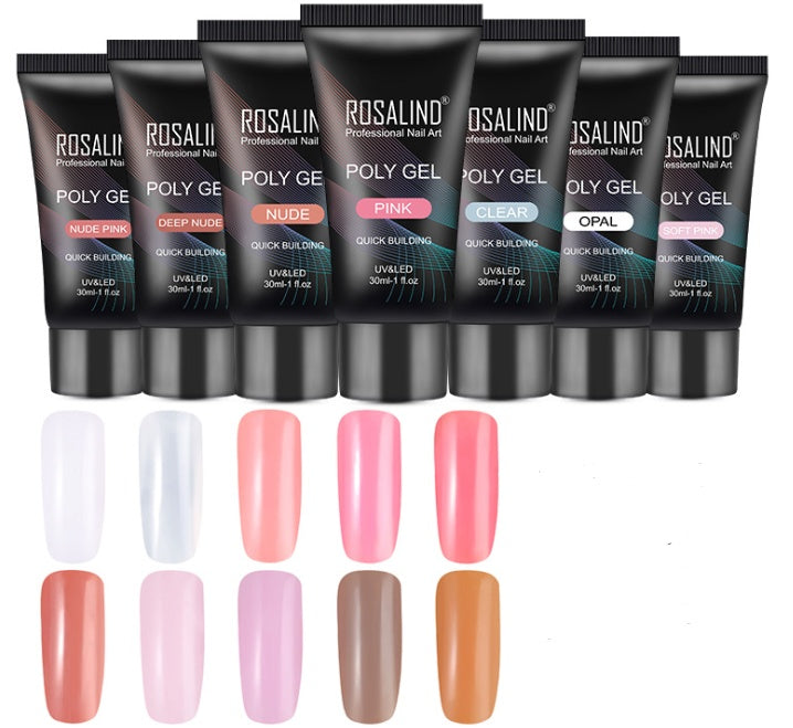 Crystal nail model for nail extensions, clear artificial nail tips displayed neatly