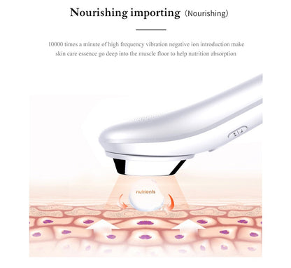 Electric ultrasonic facial beauty device with handheld design and smooth white finish