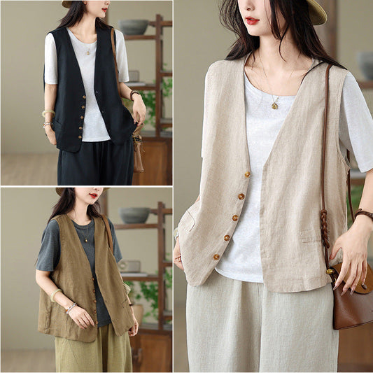 Women's summer artistic cardigan outer vest in lightweight design