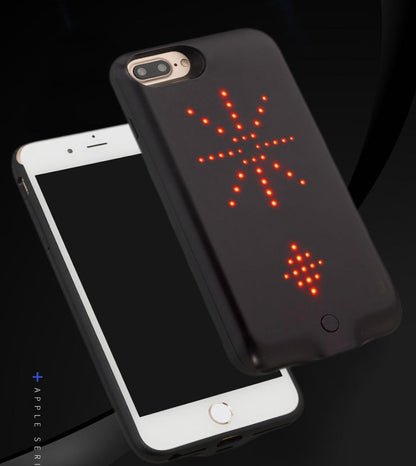 LED phone case with illuminated edge lighting, shown from the front and back