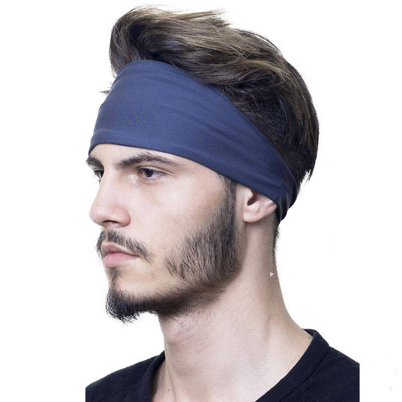 Sports stretch solid color striped running headband in a simple athletic design