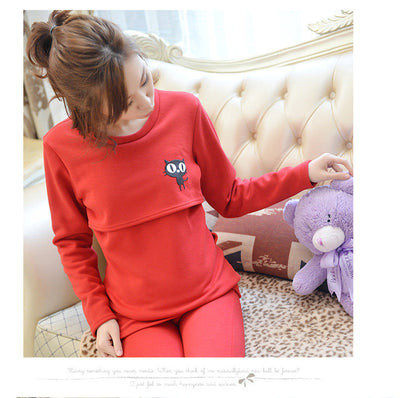 Maternity thermal underwear set by My Store, soft stretch base layer with long-sleeve top and leggings