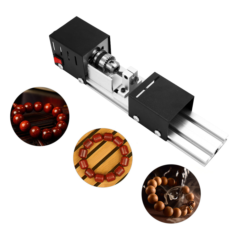 Mini woodworking lathe machine for wood turning projects, compact benchtop design
