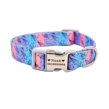 Custom dog collar, adjustable personalized pet collar in durable material