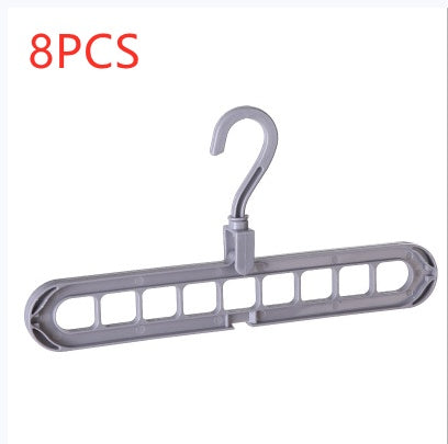 9-hole clothes hanger organizer, space-saving hanger in white plastic with multiple hanging slots