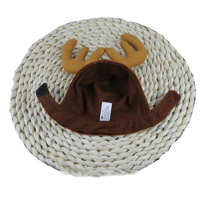 Teddy dog and cat antler toy in soft plush design